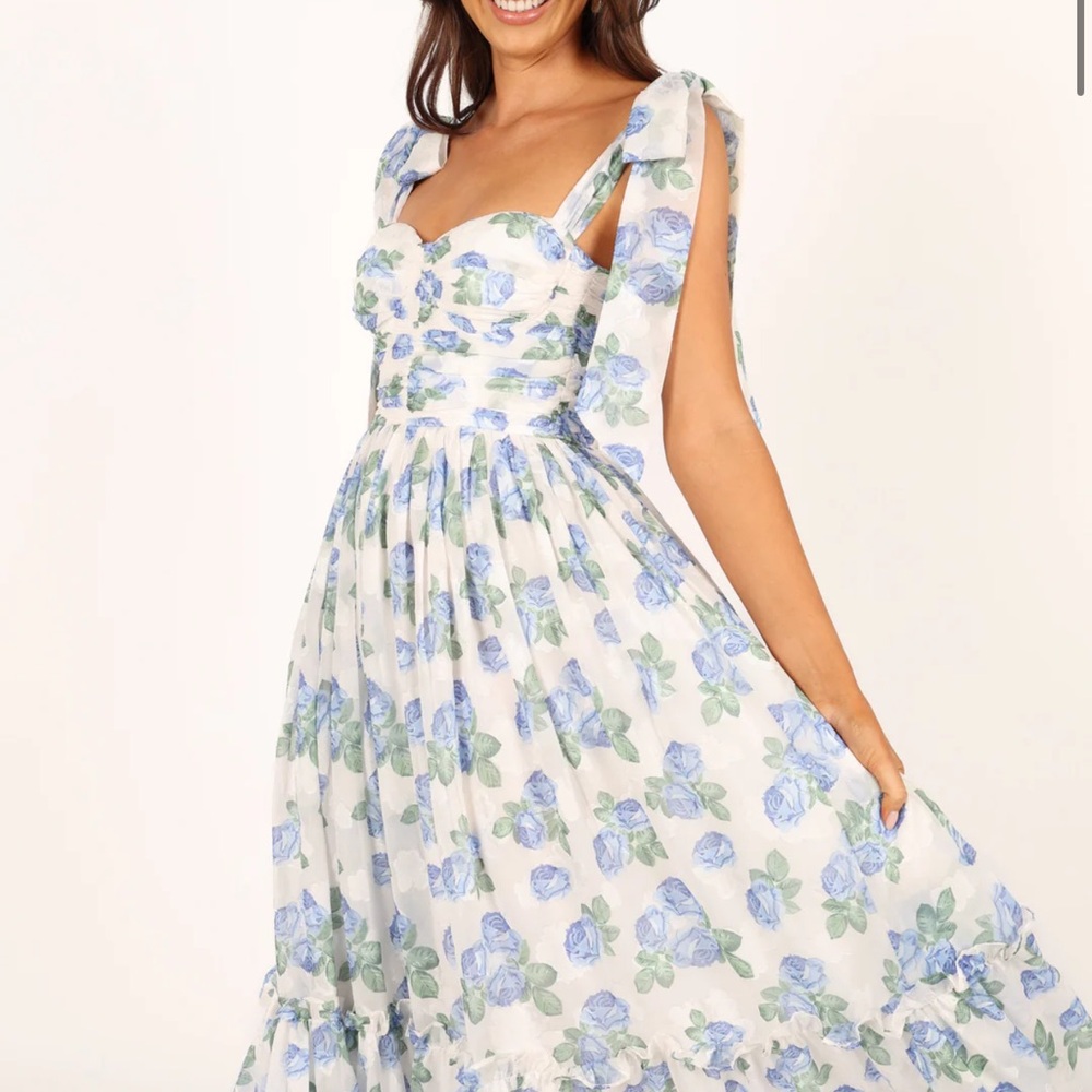 Petal & Pup Blue Floral Midi Dress